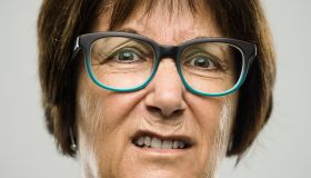 Real angry senior woman portrait