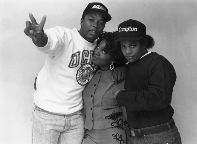 Michel'le with Dr. Dre and Eazy-E