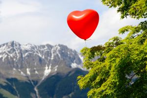Red heart balloon, Nordkette, Tyrol, Austria