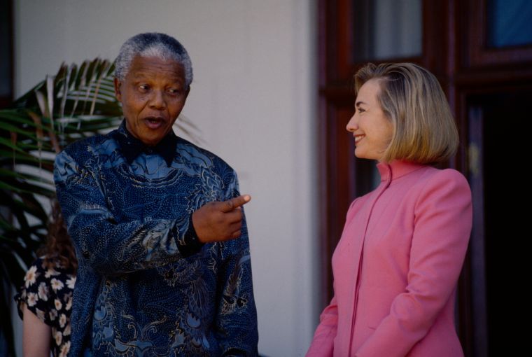 Mandela With Hilary Clinton.