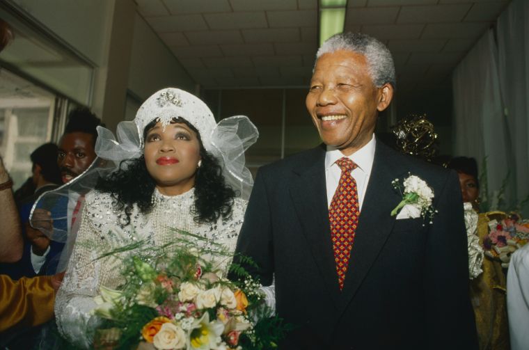 Mandela with his daughter Zindzi Mandela at her 1992 wedding in Soweto.