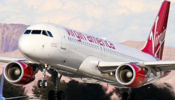 A Virgin America airlines seen landing in Las Vegas...