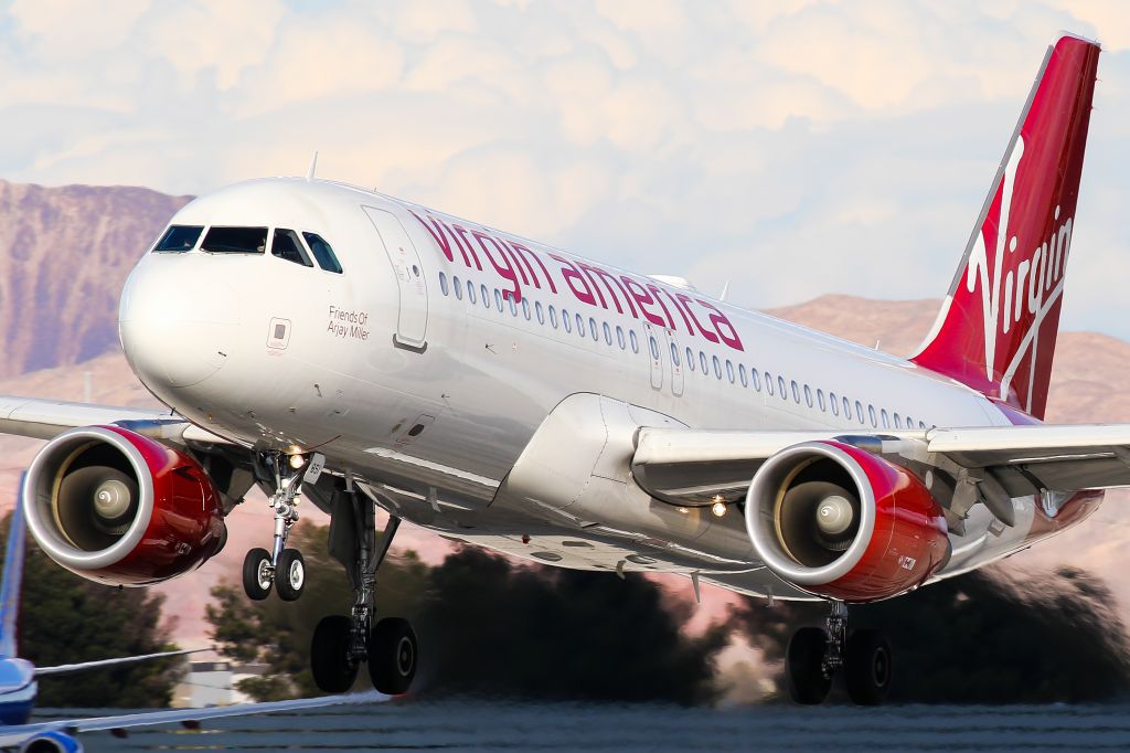 A Virgin America airlines seen landing in Las Vegas...