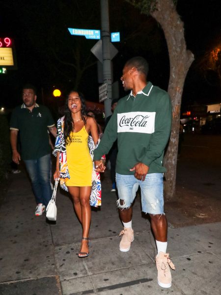 All smiles outside Delilah Nightclub in L.A.