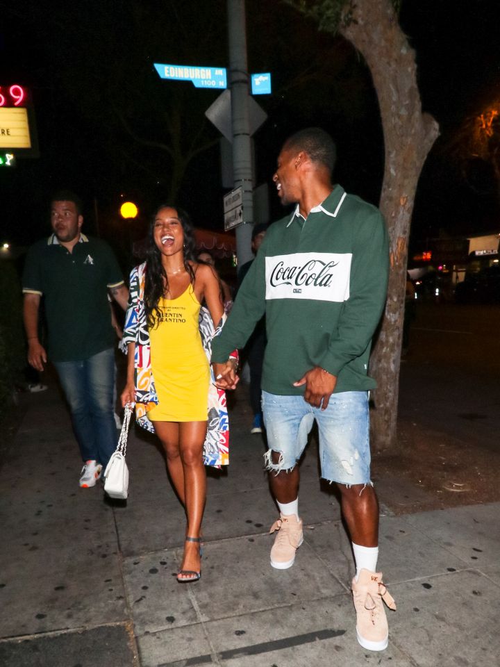 All smiles outside Delilah Nightclub in L.A.