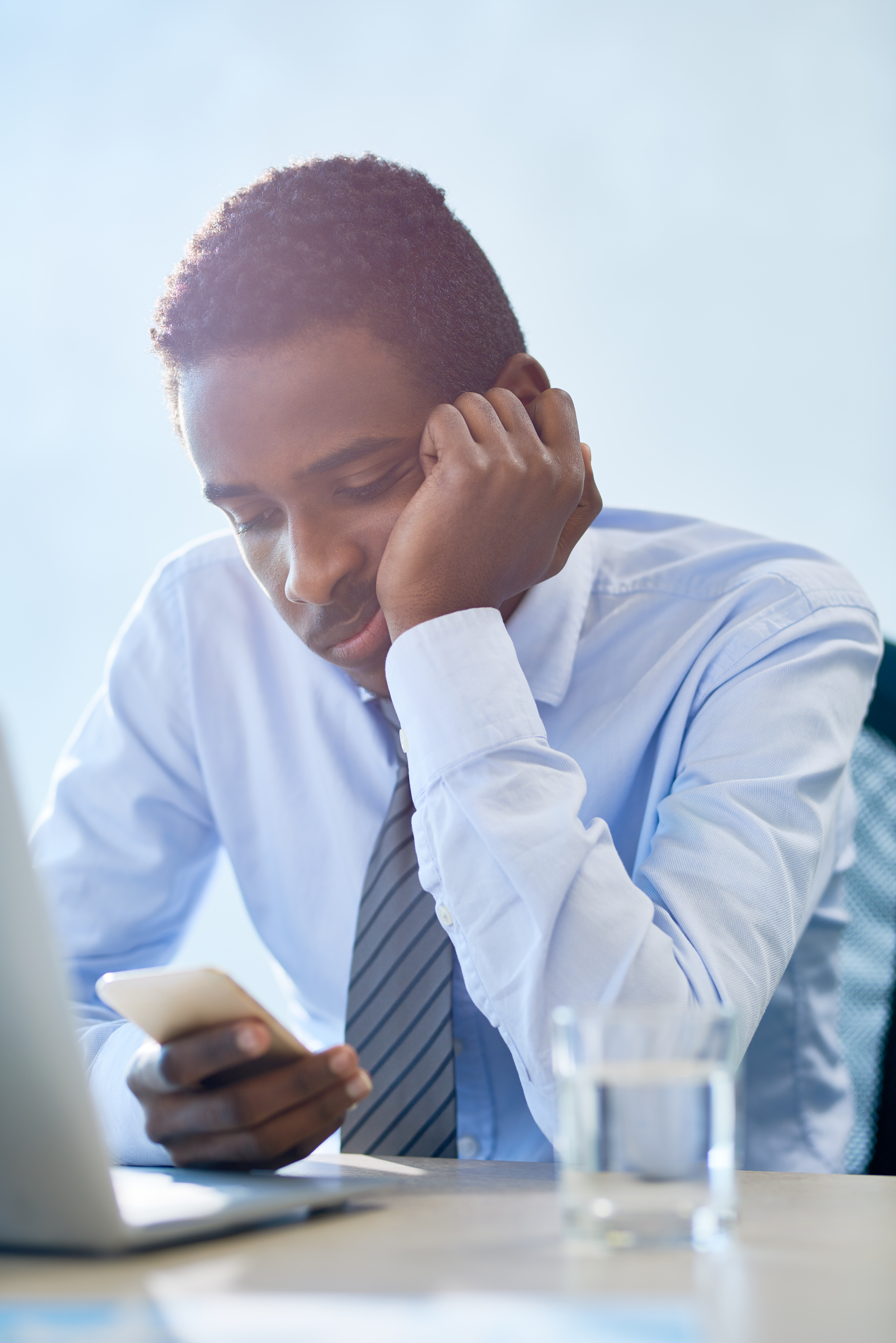 Boring man at meeting