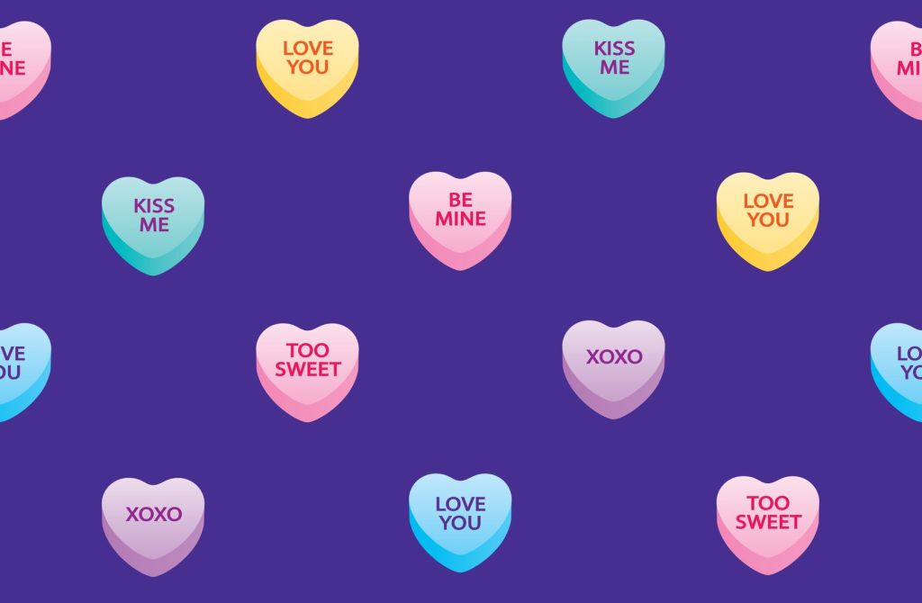 Valentine Candy Hearts Seamless Pattern