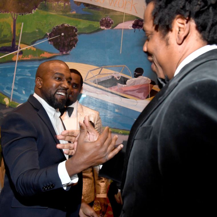 Kanye & Hov reunite at Diddy's 50th BDay bash.