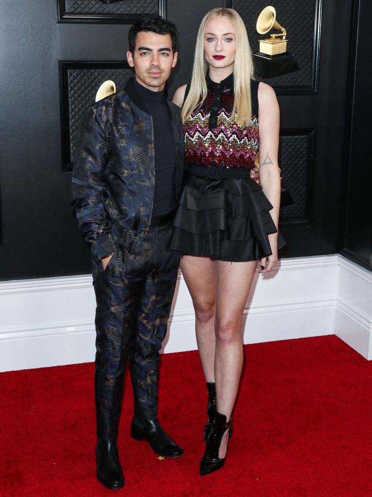Joe Jonas and wife Sophie Turner arrive at the 62nd Annual GRAMMY Awards held at Staples Center on January 26, 2020 in Los Angeles, California, United States.