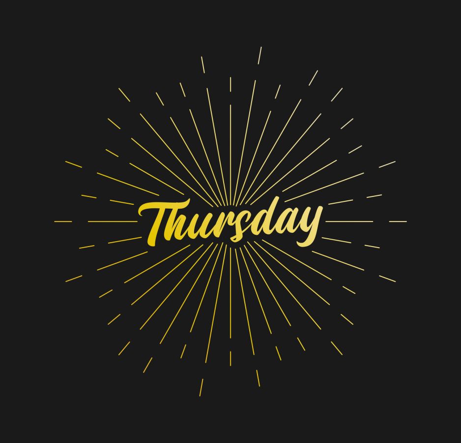 Thursday. Sunburst Line Rays. For Greeting Card, Poster and Web Banner. Vector Illustration, Design Template.