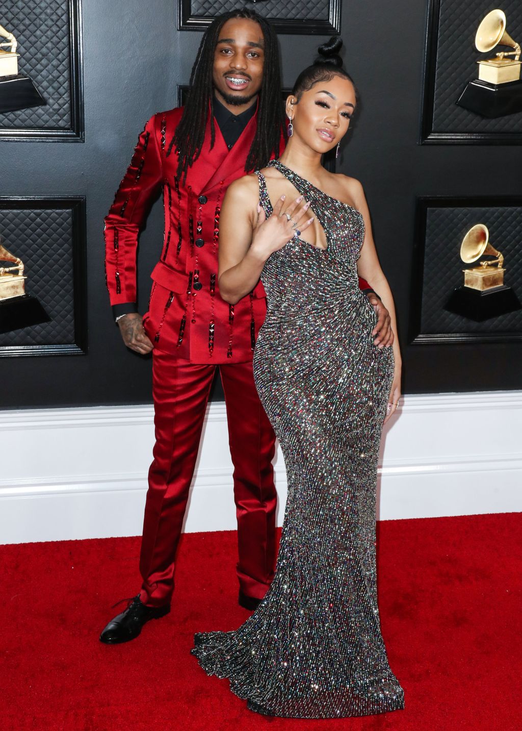 Quavo and girlfriend Saweetie arrive at the 62nd Annual GRAMMY Awards held at Staples Center on January 26, 2020 in Los Angeles, California, United States.