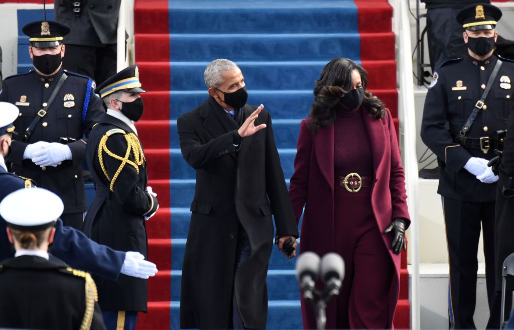 Barack and Michelle Obama greet attendees at 2021 Inauguration Day