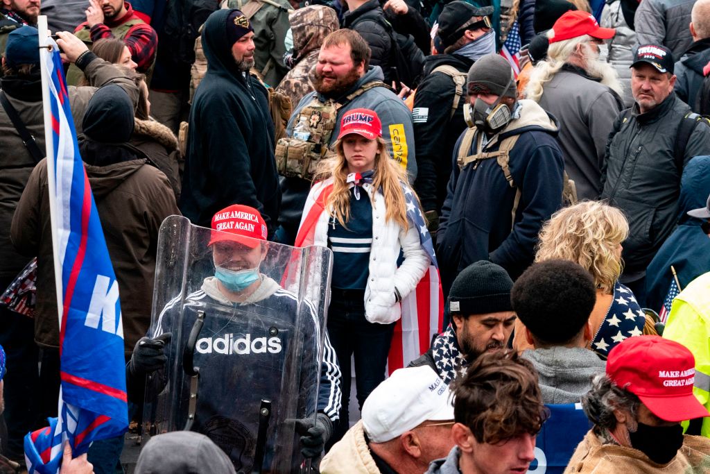 Rioters gather in the attempted coup of the U.S. Capitol