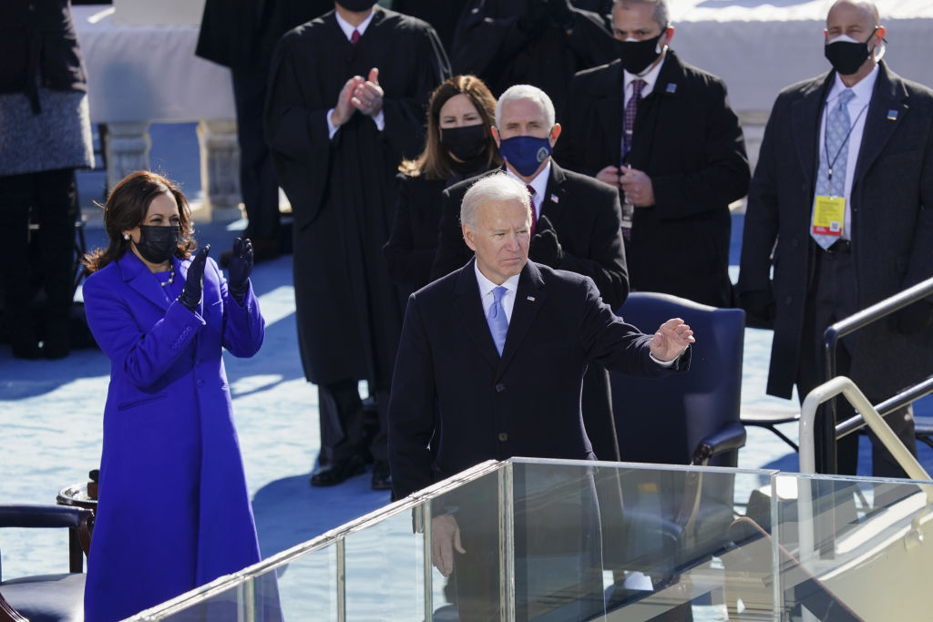 Kamala Harris and Joe Biden pictured together at 2021 Inauguration