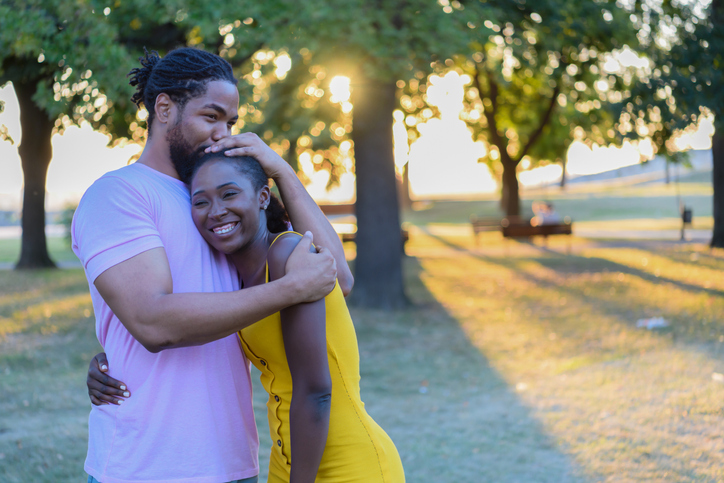 An African Couple in Love are Having a Fun in the Park.