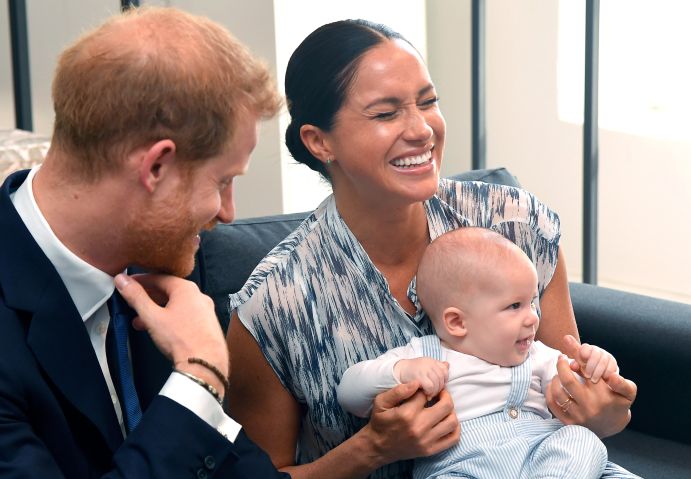 Baby Archie Harrison Mountbatten-Windsor with mom Meghan Markle and dad Prince Harry