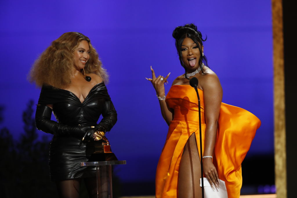 Beyoncé and Meg Thee Stallion at the 63rd Annual Grammy Awards, March 14 2021