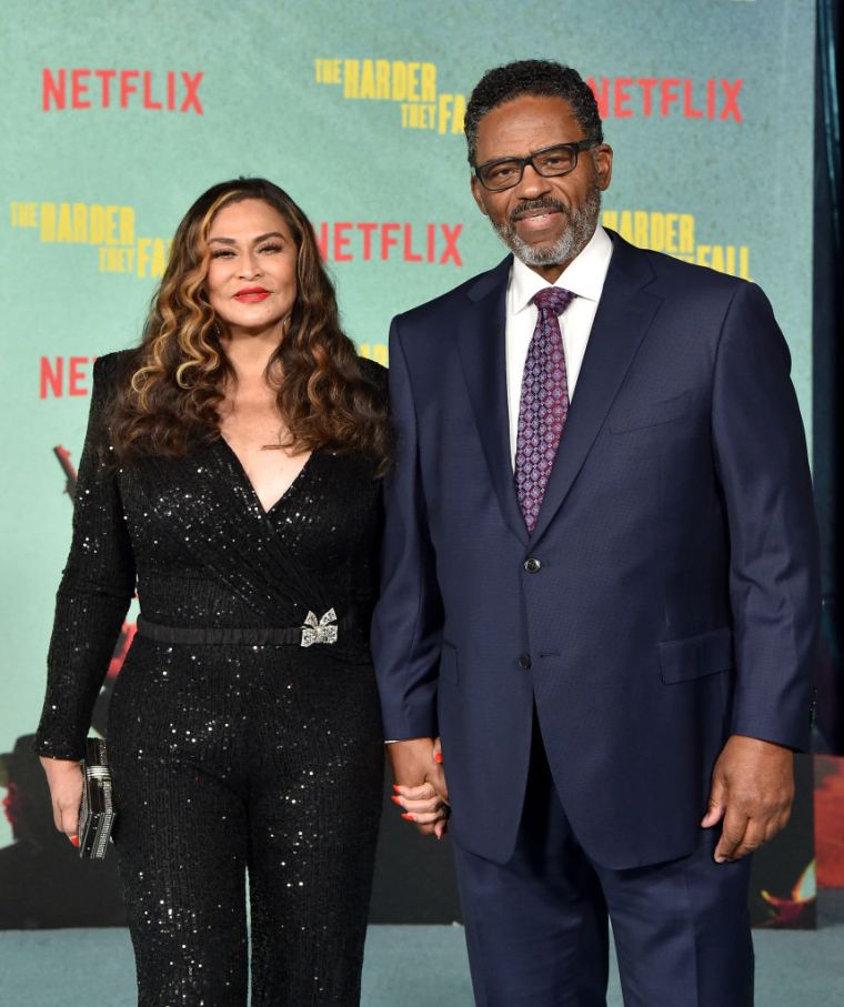 Tina Knowles and Richard Lawson attend the Los Angeles Premiere of "The Harder They Fall."