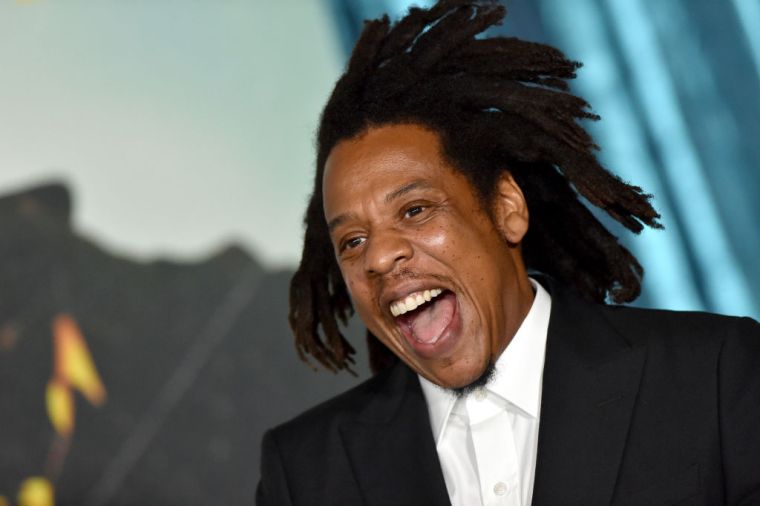 Shawn 'Jay-Z' Carter laughs it up at the Los Angeles Premiere of "The Harder They Fall" at Shrine Auditorium and Expo Hall.