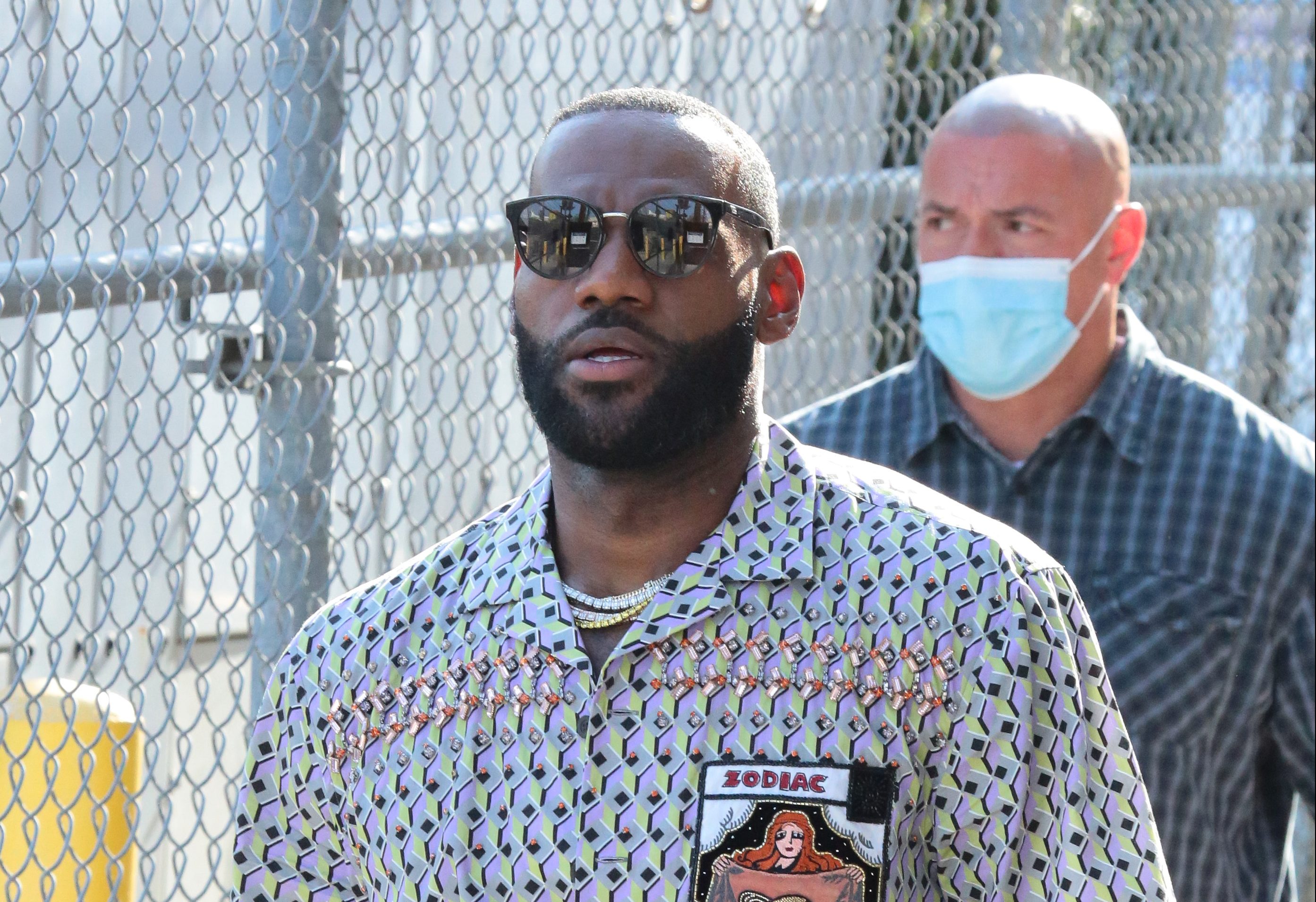 LeBron James arrives at the Jimmy Kimmel Live! studios in Los Angeles, California