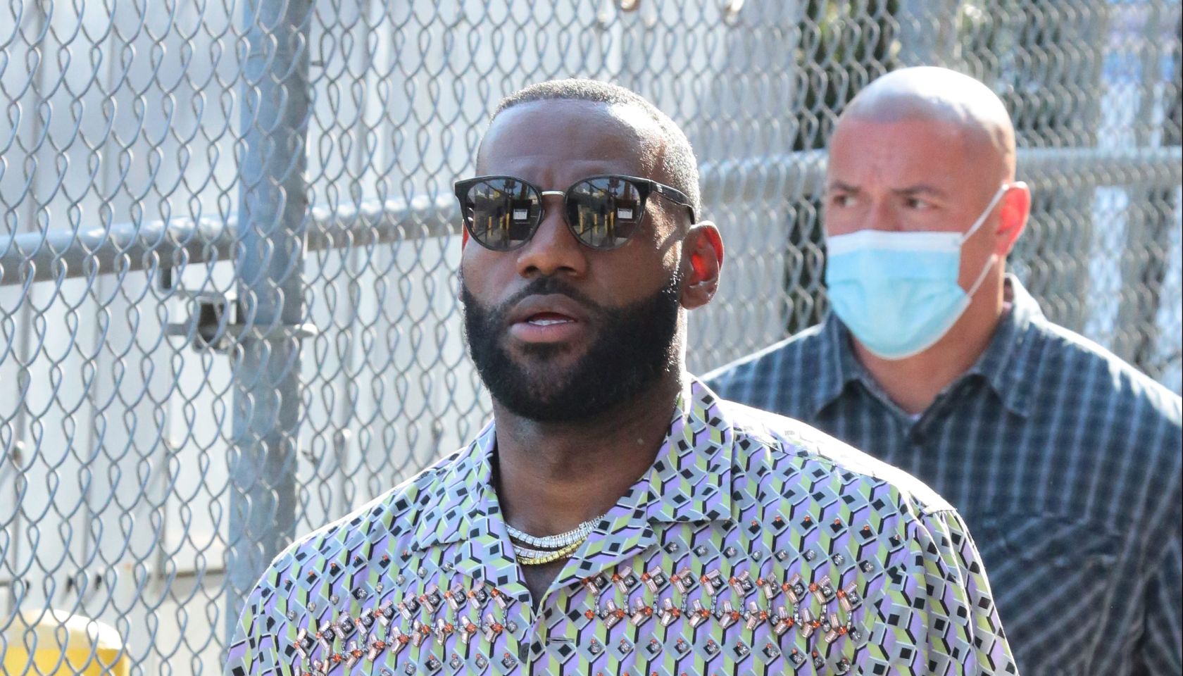 LeBron James arrives at the Jimmy Kimmel Live! studios in Los Angeles, California