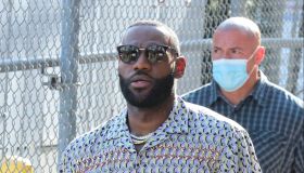 LeBron James arrives at the Jimmy Kimmel Live! studios in Los Angeles, California