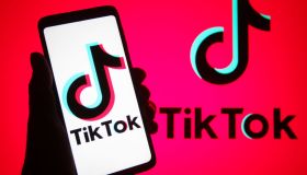 In this photo illustration, TikTok logo is seen displayed on...