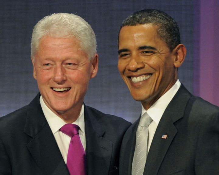 Obama Cheesing With Bill Clinton