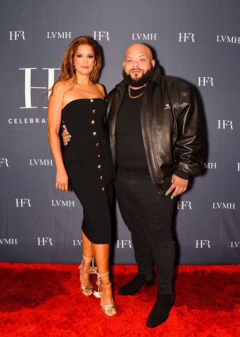 Veronica Webb and Sergio Hudson at Harlem’s Fashion Row Fashion Show celebrating their 15th Anniversary in partnership with LVMH Moët Hennessy Louis Vuitton.
