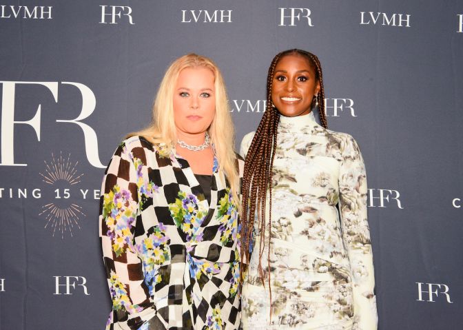 Issa Rae and Shannon Abloh at Harlem’s Fashion Row Fashion Show celebrating their 15th Anniversary in partnership with LVMH Moët Hennessy Louis Vuitton.