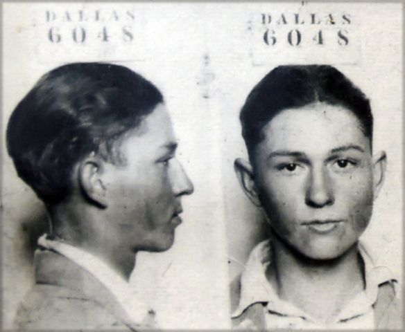 Bonnie and Clyde, American criminal couple. Police photo of Clyde Chestnut Barrow
