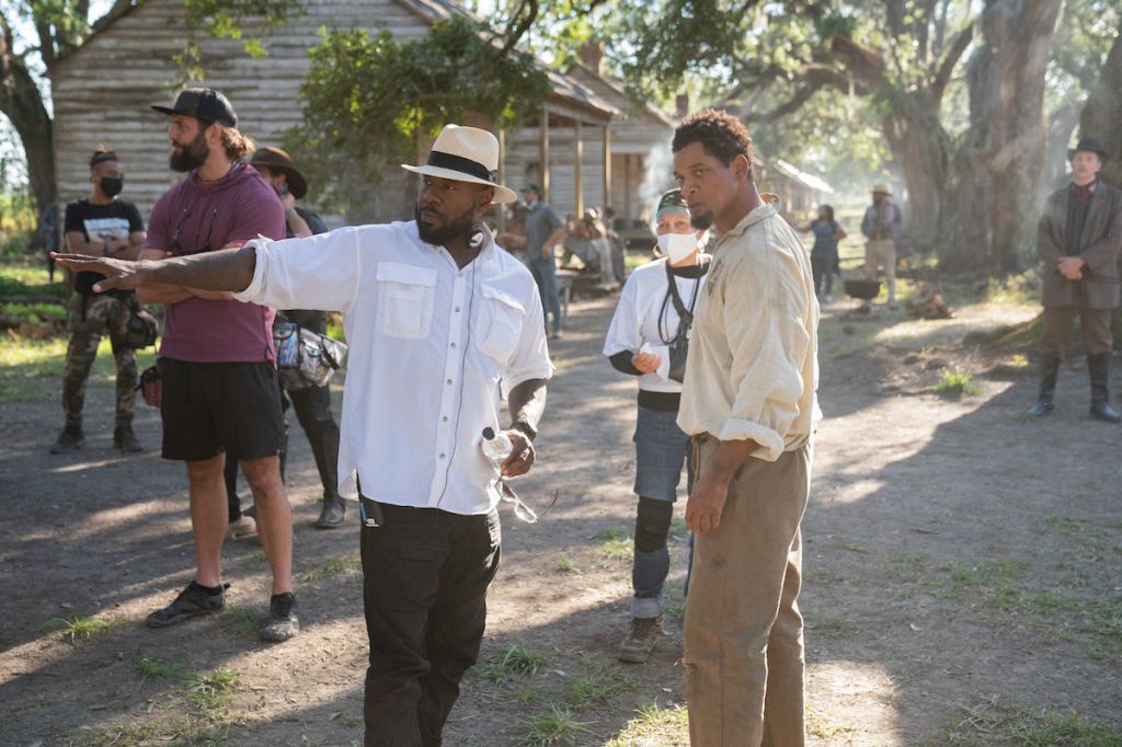 Emancipation production still featuring director Antoine Fuqua and Will Smith