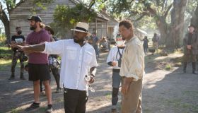 Emancipation production still featuring director Antoine Fuqua and Will Smith