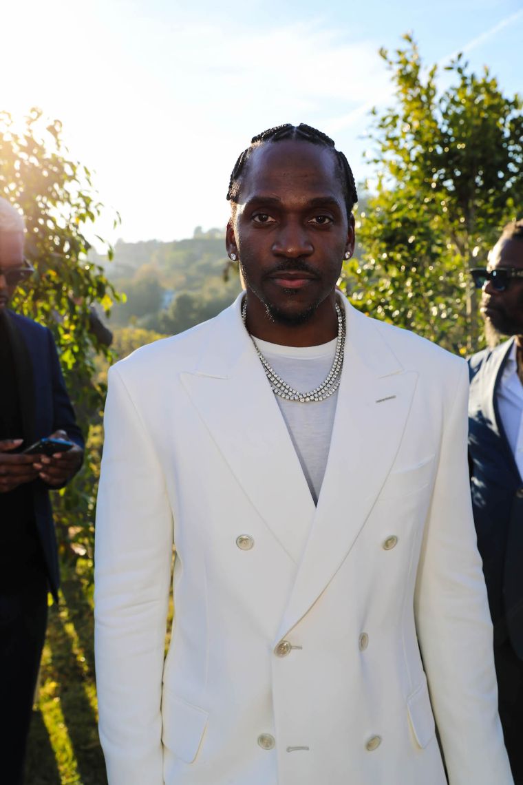 Pusha T in the All White Ensemble