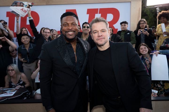 Chris Tucker and Matt Damon attend the AIR : Courting A Legend Premiere