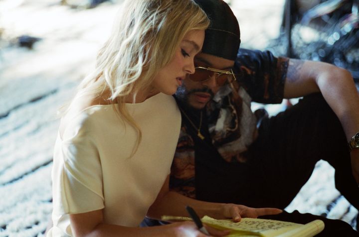 Lily-Rose Depp and Abel Tesfaye production still from Season 1 Episode 1 of The Idol on HBO