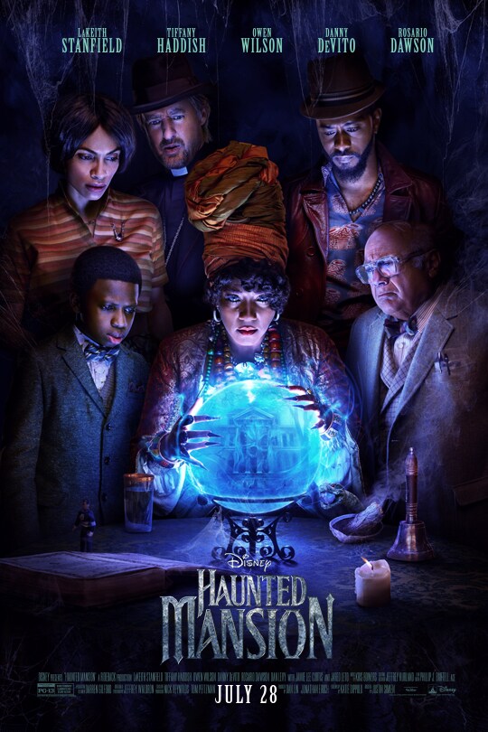 Haunted Mansion poster and production stills