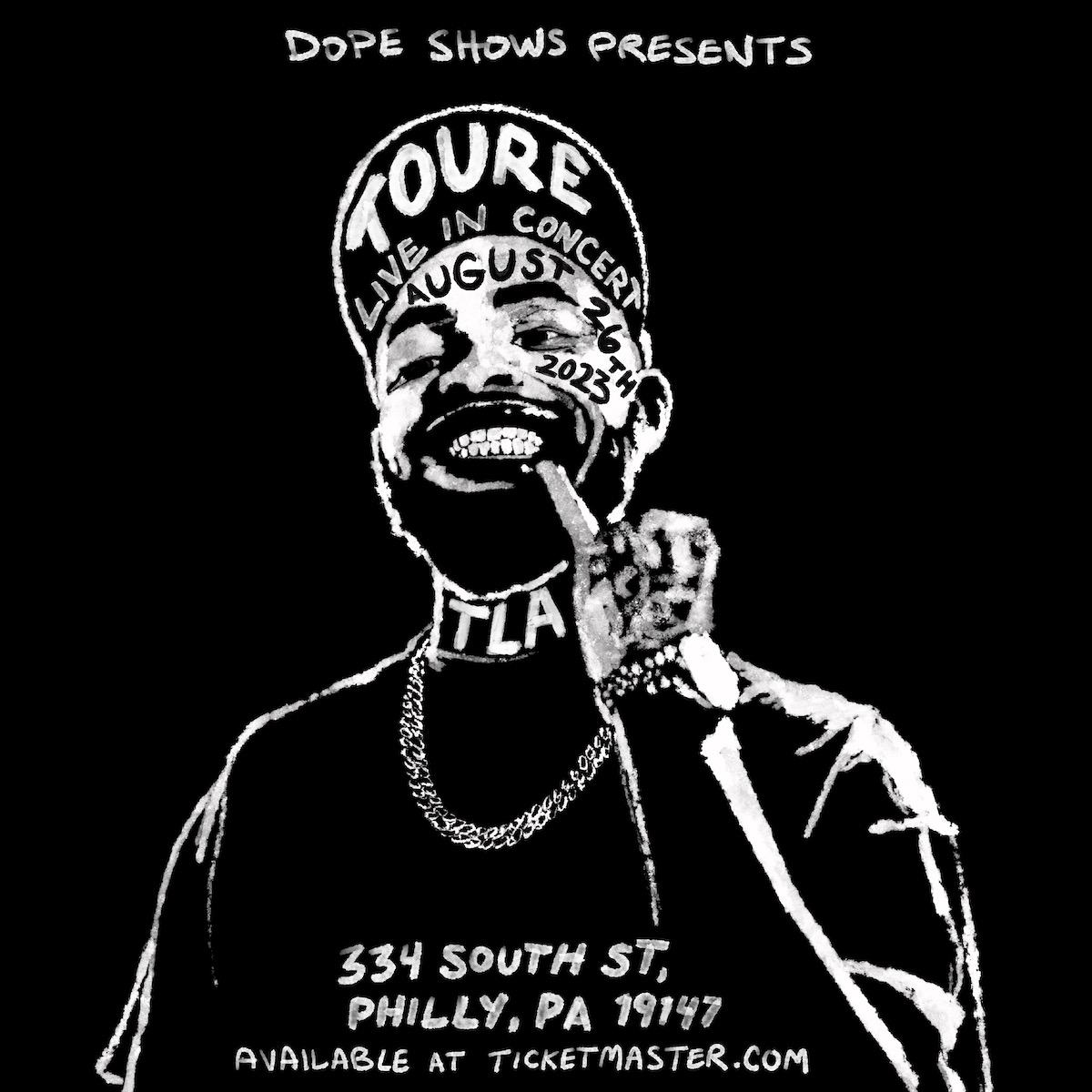 DOPE Shows founders photo and fliers for Rylo Rodriguez and Toure