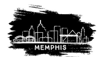 Memphis Tennessee City Skyline Silhouette. Hand Drawn Sketch.