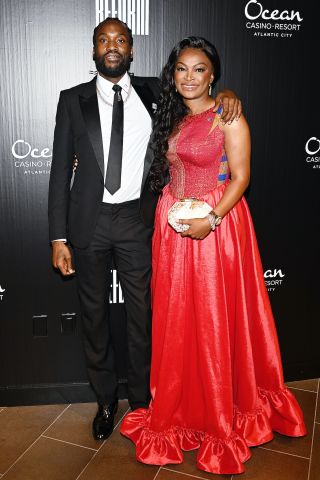 Meek Mill and Nadia Adongo Fynn attend the REFORM Alliance Casino Night event