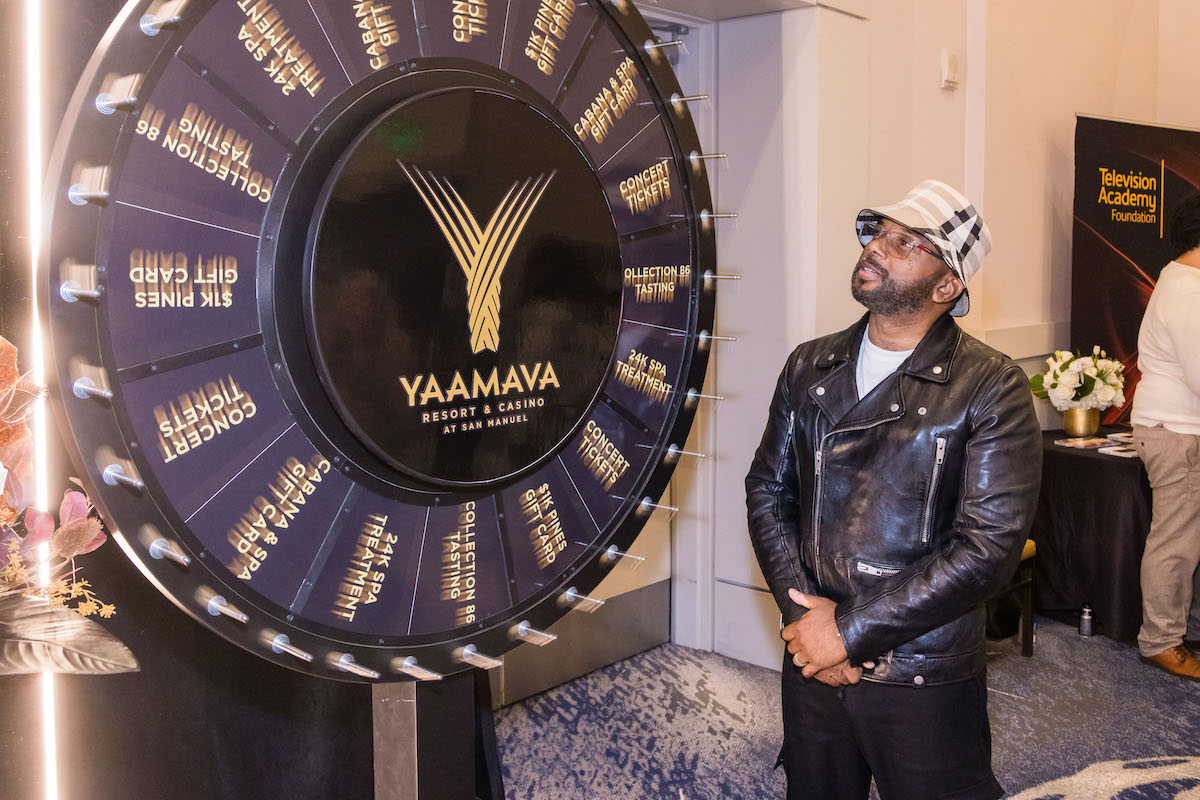 Carl Anthony Payne II visits the Backstage Creations Gifting Suite benefitting the Television Academy Foundation for the 75th Emmy Awards