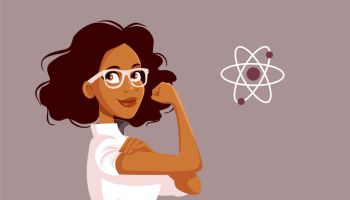 Brilliant Woman Succeeding in Science Field Vector Cartoon Illustration
