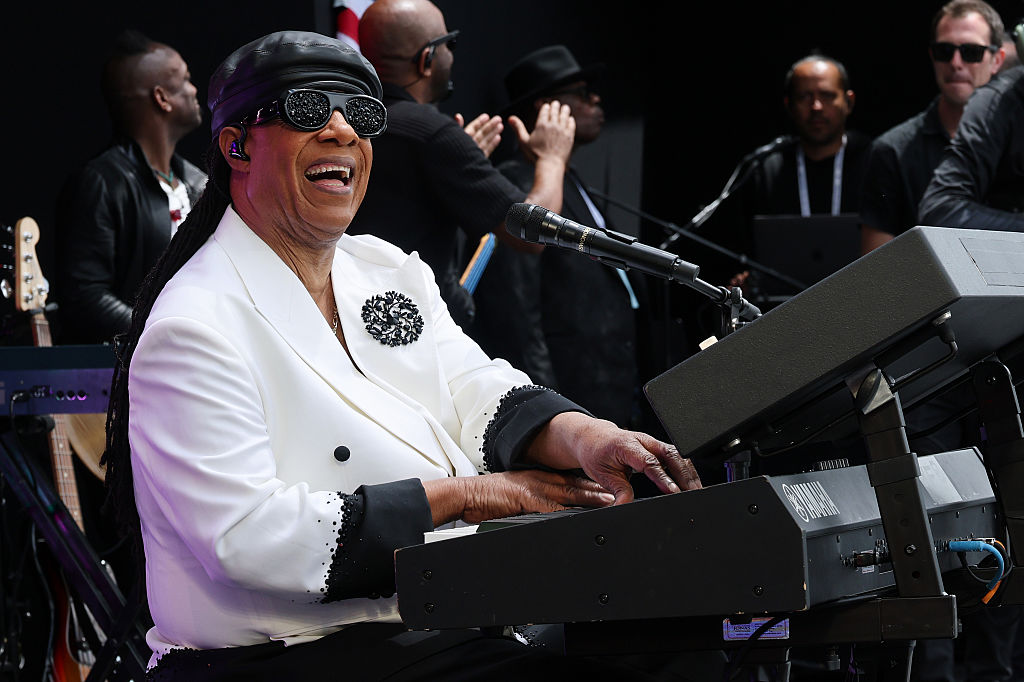 Stevie Wonder performing at former Presidents gathering for the Obama Presidential Center dedication ceremony